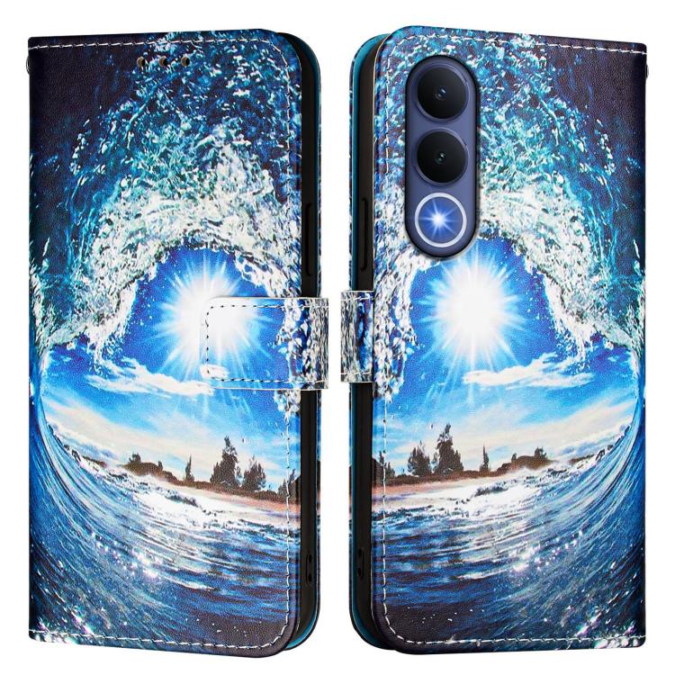 For vivo V70 FE 5G Colored Drawing Pattern Plain Weave Leather Phone Case