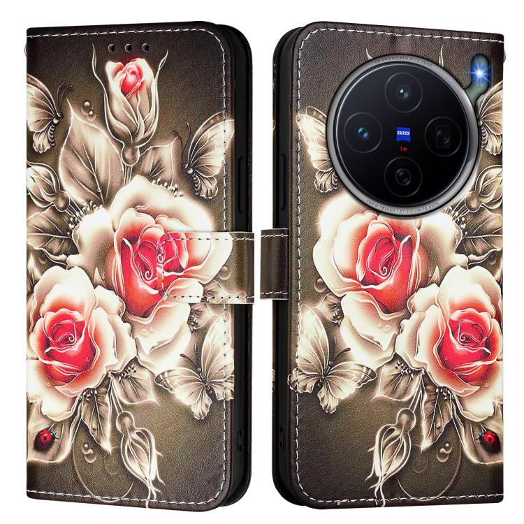 For vivo X300s Colored Drawing Pattern Plain Weave Leather Phone Case