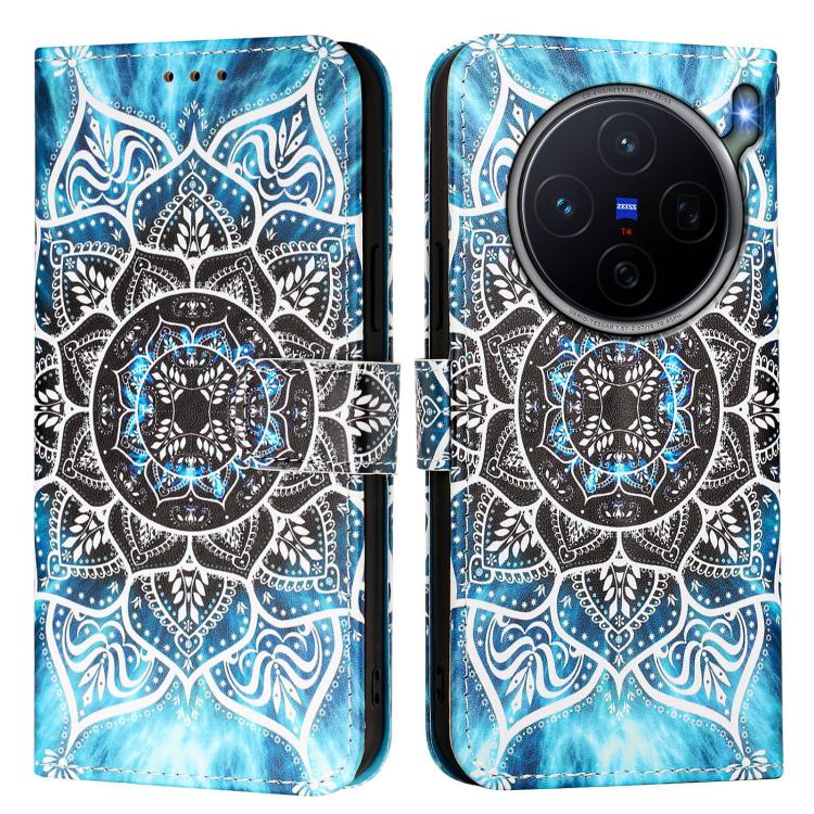 For vivo X300s Colored Drawing Pattern Plain Weave Leather Phone Case
