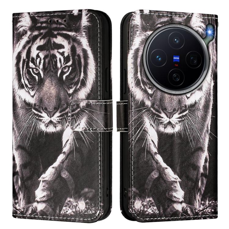 For vivo X300s Colored Drawing Pattern Plain Weave Leather Phone Case