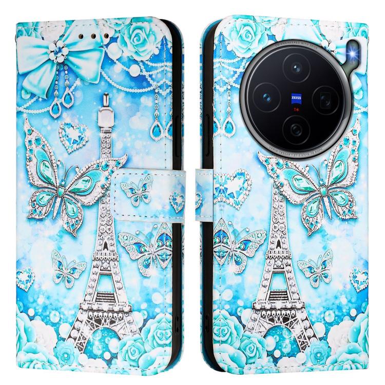 For vivo X300s Colored Drawing Pattern Plain Weave Leather Phone Case