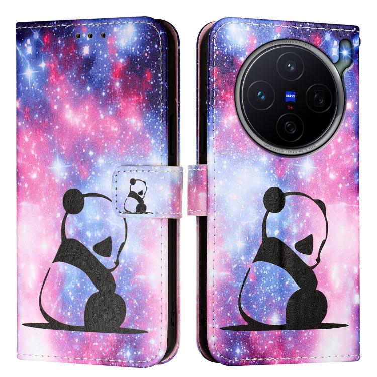 For vivo X300s Colored Drawing Pattern Plain Weave Leather Phone Case