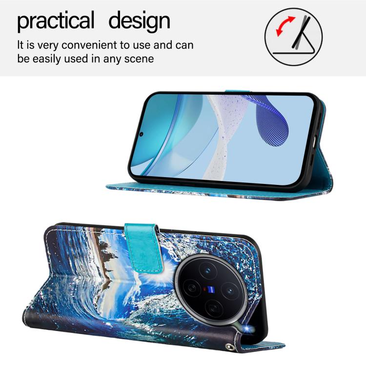For vivo X300s Colored Drawing Pattern Plain Weave Leather Phone Case