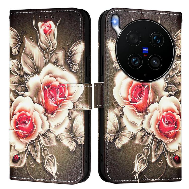For vivo X300 Ultra Colored Drawing Pattern Plain Weave Leather Phone Case