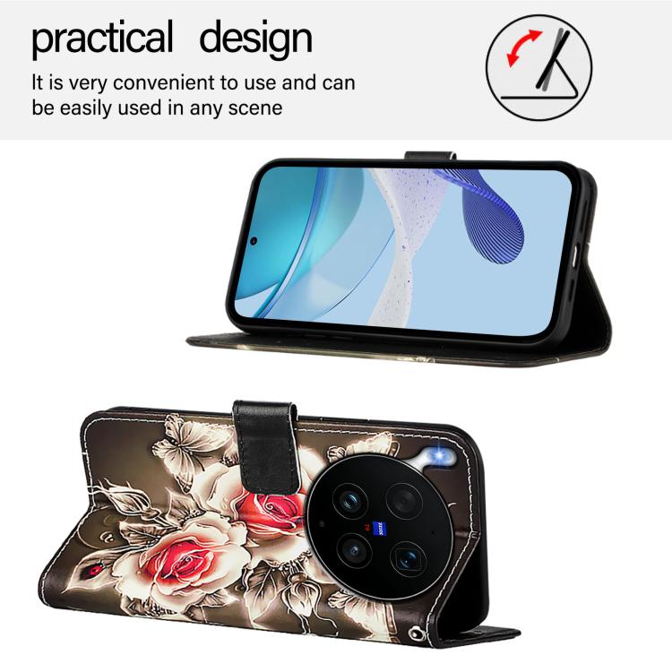 For vivo X300 Ultra Colored Drawing Pattern Plain Weave Leather Phone Case