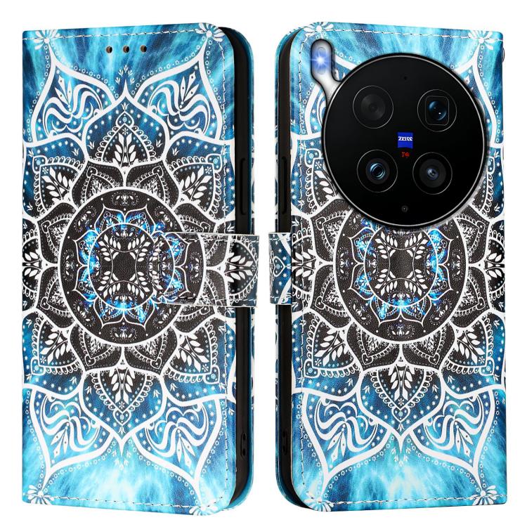 For vivo X300 Ultra Colored Drawing Pattern Plain Weave Leather Phone Case