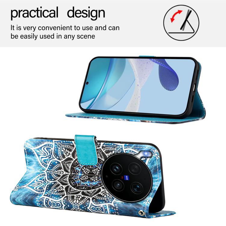 For vivo X300 Ultra Colored Drawing Pattern Plain Weave Leather Phone Case