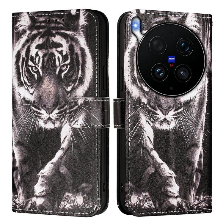 For vivo X300 Ultra Colored Drawing Pattern Plain Weave Leather Phone Case