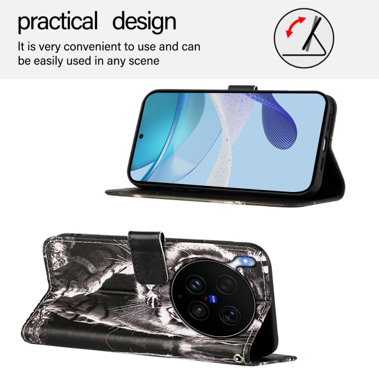 For vivo X300 Ultra Colored Drawing Pattern Plain Weave Leather Phone Case