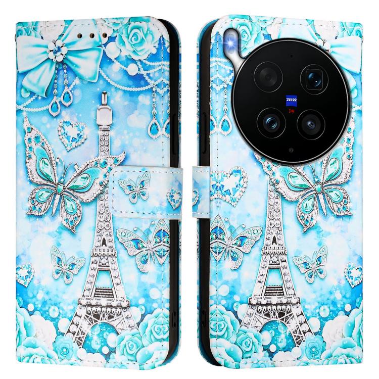 For vivo X300 Ultra Colored Drawing Pattern Plain Weave Leather Phone Case