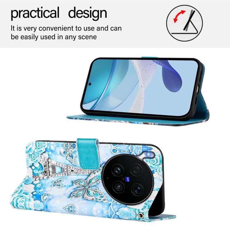 For vivo X300 Ultra Colored Drawing Pattern Plain Weave Leather Phone Case