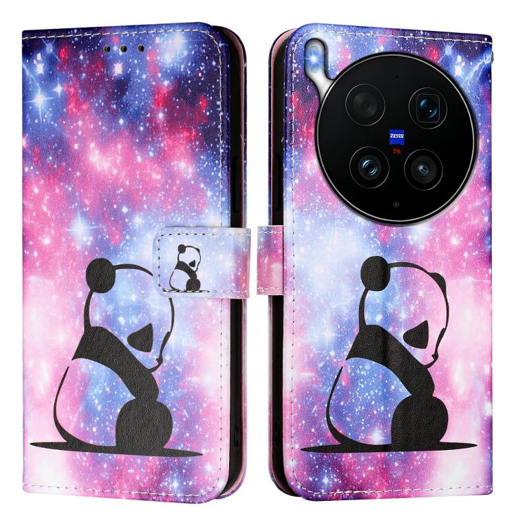 For vivo X300 Ultra Colored Drawing Pattern Plain Weave Leather Phone Case