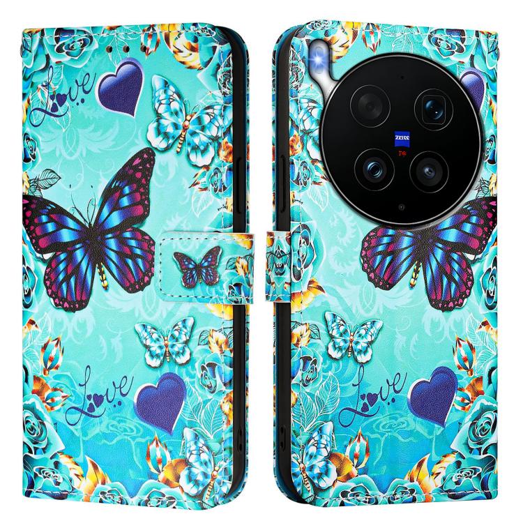 For vivo X300 Ultra Colored Drawing Pattern Plain Weave Leather Phone Case