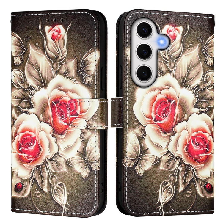 For Samsung Galaxy S24 FE 5G   Colored Drawing Pattern Plain Weave Leather Phone Case