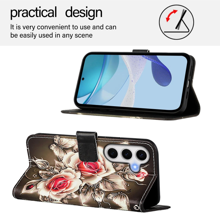 For Samsung Galaxy S24 FE 5G   Colored Drawing Pattern Plain Weave Leather Phone Case