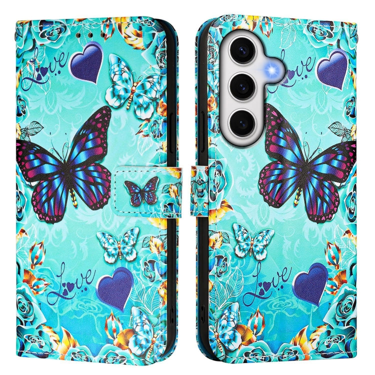 For Samsung Galaxy S24 FE 5G   Colored Drawing Pattern Plain Weave Leather Phone Case