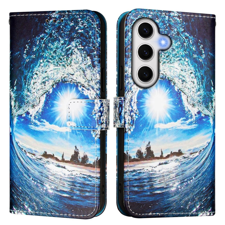 For Samsung Galaxy S24 FE 5G   Colored Drawing Pattern Plain Weave Leather Phone Case