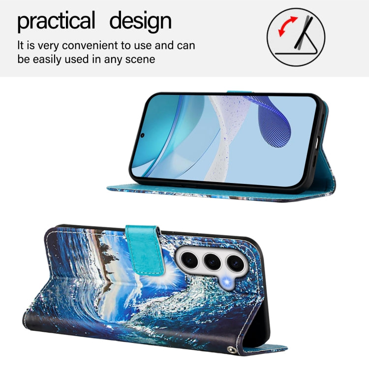 For Samsung Galaxy S24 FE 5G   Colored Drawing Pattern Plain Weave Leather Phone Case