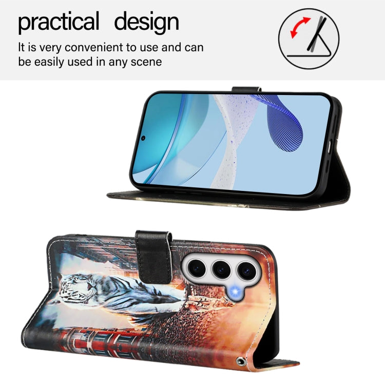For Samsung Galaxy S24 FE 5G   Colored Drawing Pattern Plain Weave Leather Phone Case