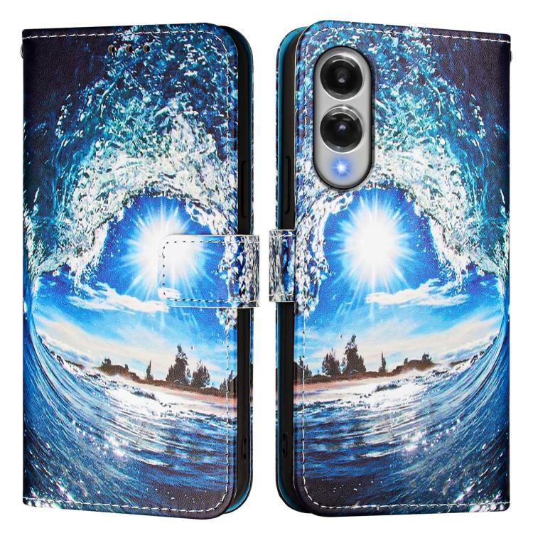 For Samsung Galaxy S25 Edge 5G Colored Drawing Pattern Plain Weave Leather Phone Case