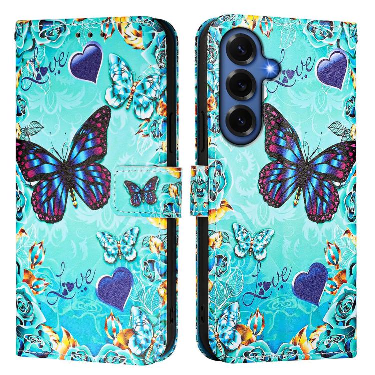For Samsung Galaxy S26+ 5G Colored Drawing Pattern Plain Weave Leather Phone Case
