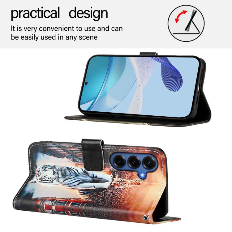 For Samsung Galaxy S26+ 5G Colored Drawing Pattern Plain Weave Leather Phone Case