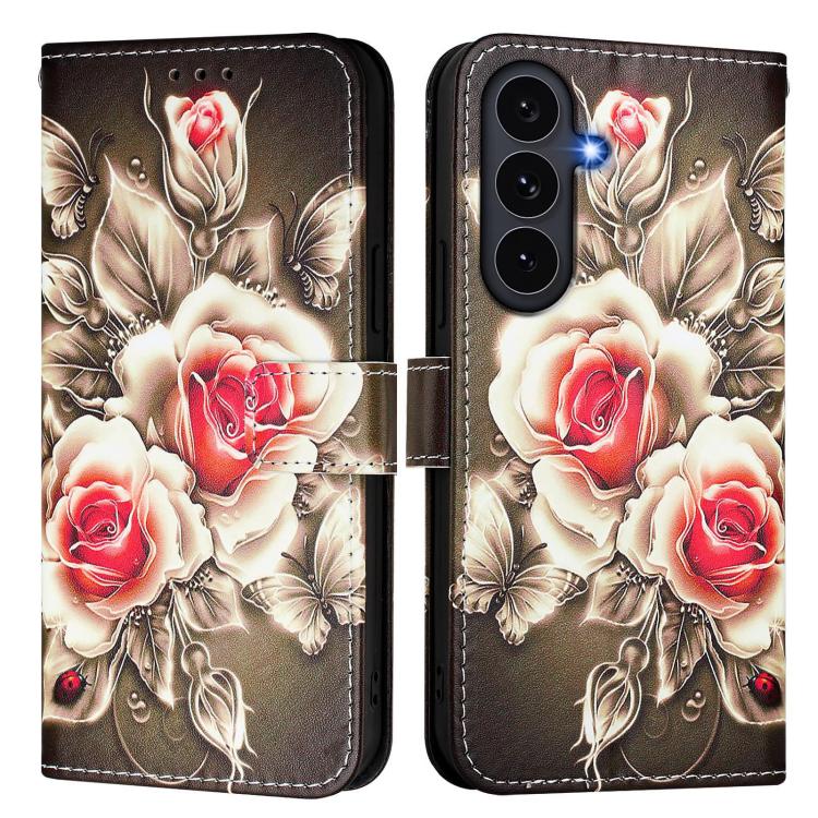 For Galaxy S26 FE 5G Colored Drawing Pattern Plain Weave Leather Phone Case