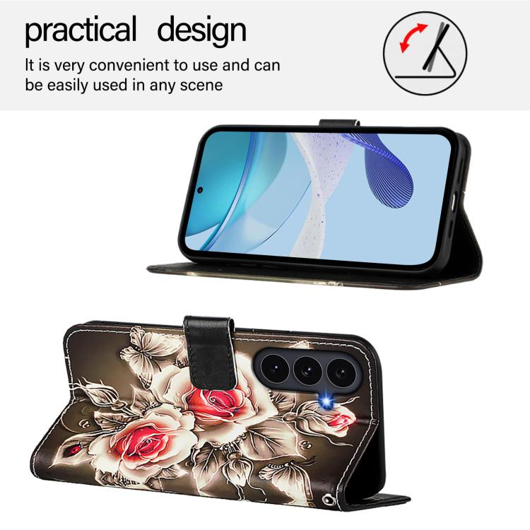 For Galaxy S26 FE 5G Colored Drawing Pattern Plain Weave Leather Phone Case