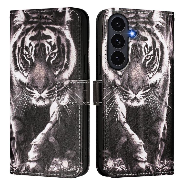 For Galaxy S26 FE 5G Colored Drawing Pattern Plain Weave Leather Phone Case