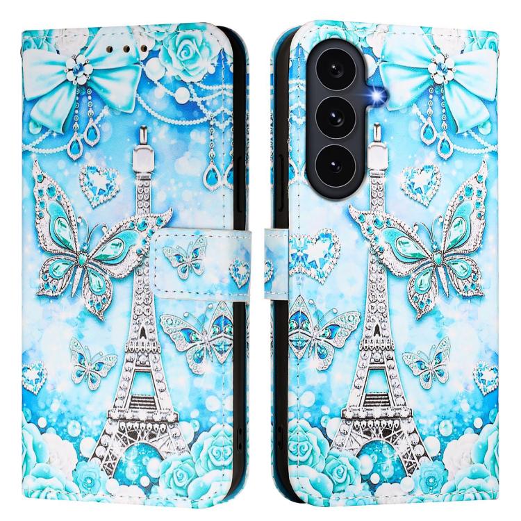For Galaxy S26 FE 5G Colored Drawing Pattern Plain Weave Leather Phone Case