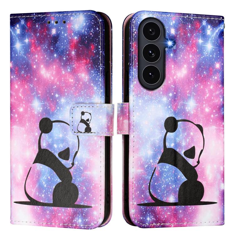 For Galaxy S26 FE 5G Colored Drawing Pattern Plain Weave Leather Phone Case