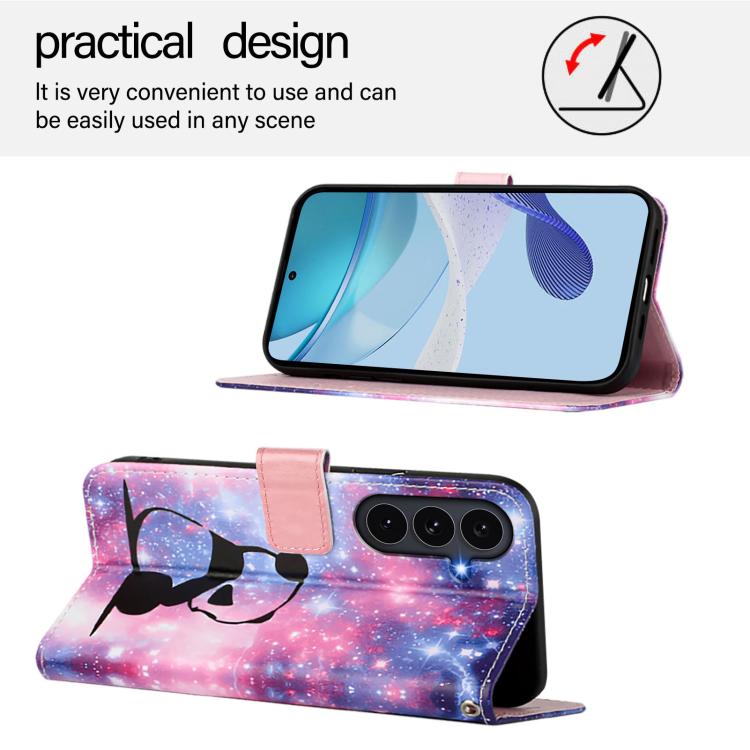 For Galaxy S26 FE 5G Colored Drawing Pattern Plain Weave Leather Phone Case
