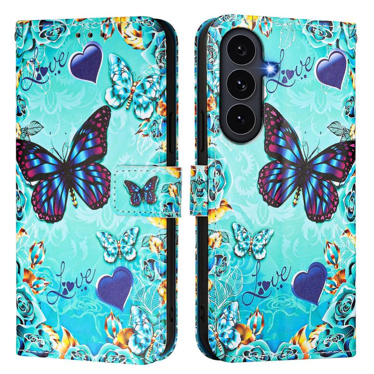 For Galaxy S26 FE 5G Colored Drawing Pattern Plain Weave Leather Phone Case