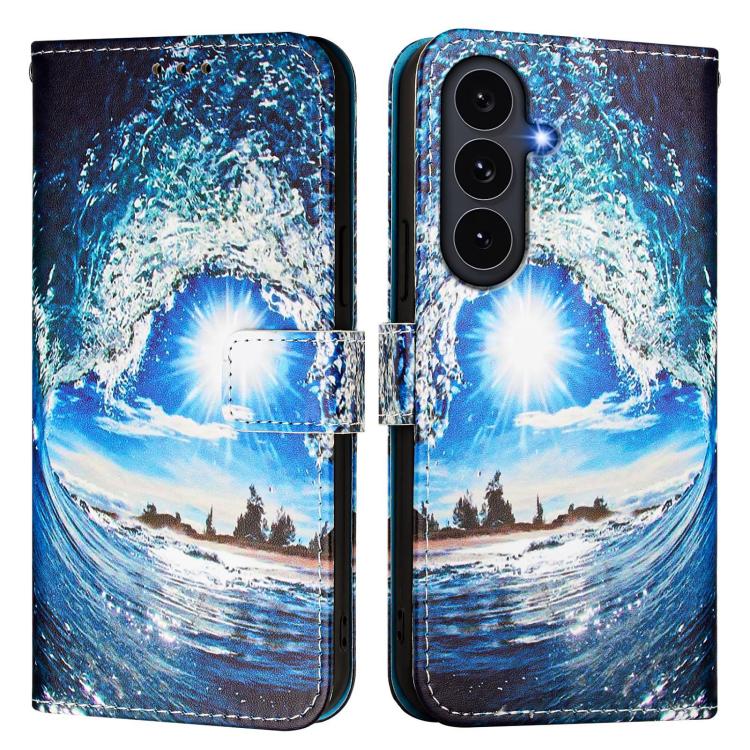 For Galaxy S26 FE 5G Colored Drawing Pattern Plain Weave Leather Phone Case