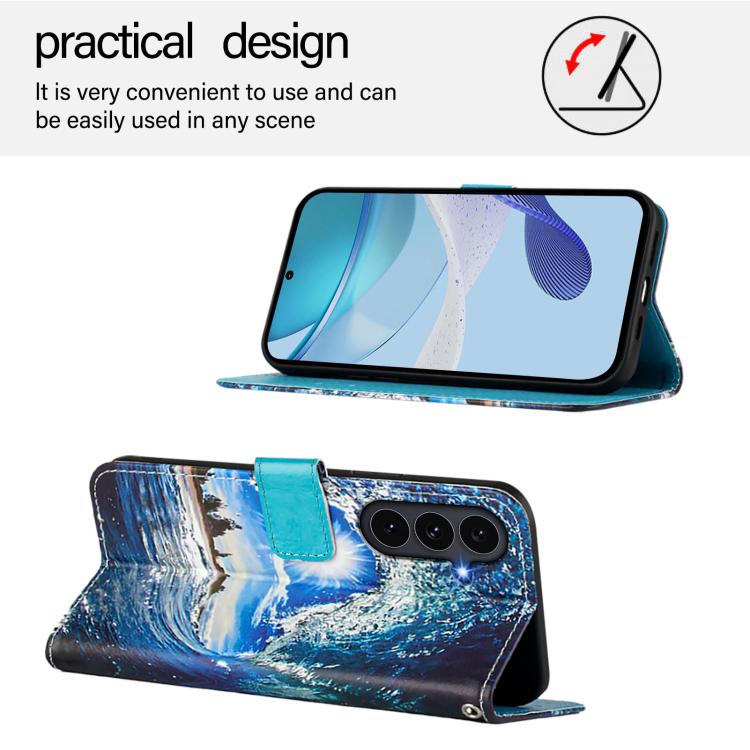 For Galaxy S26 FE 5G Colored Drawing Pattern Plain Weave Leather Phone Case