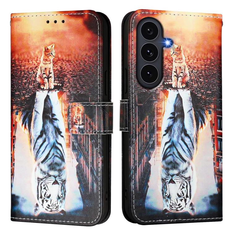 For Galaxy S26 FE 5G Colored Drawing Pattern Plain Weave Leather Phone Case