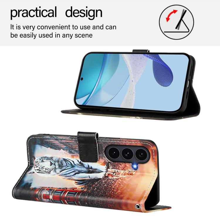For Galaxy S26 FE 5G Colored Drawing Pattern Plain Weave Leather Phone Case