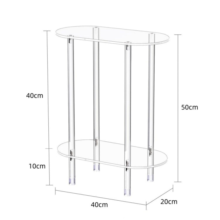 Acrylic Oval Double Layer Table Bedside Storage Rack - Transparent