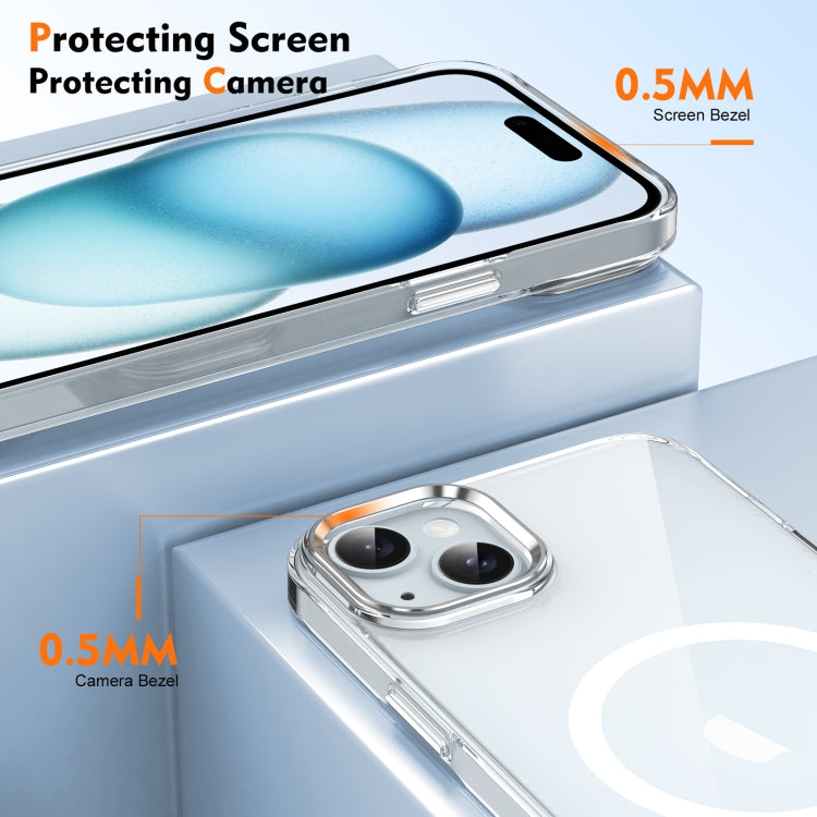 For iPhone 14 Plus / 15 Plus Ice Feel HD Transparent MagSafe PC Full Coverage Phone Case