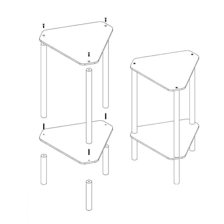 Acrylic Polygon Dual Layer Table Bedside Storage Rack - Transparent