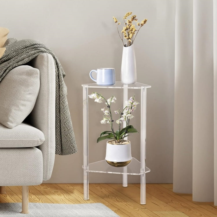 Acrylic Polygon Dual Layer Table Bedside Storage Rack - Transparent
