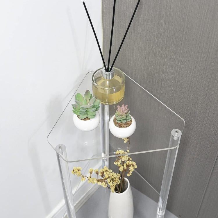 Acrylic Polygon Dual Layer Table Bedside Storage Rack - Transparent