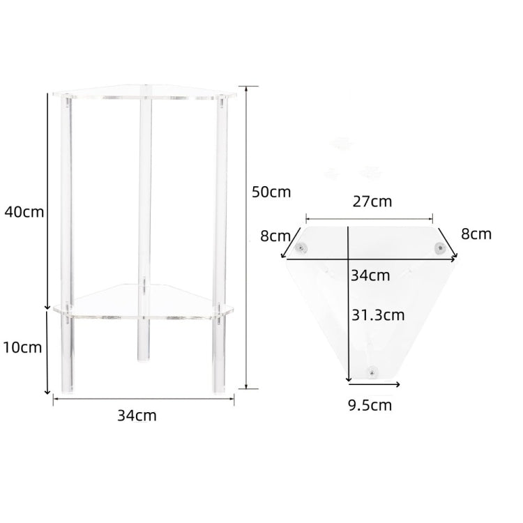Acrylic Polygon Dual Layer Table Bedside Storage Rack - Transparent