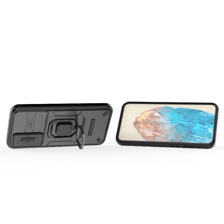 For Samsung Galaxy M35 Sliding Camshield TPU + PC Shockproof Phone Case with Holder