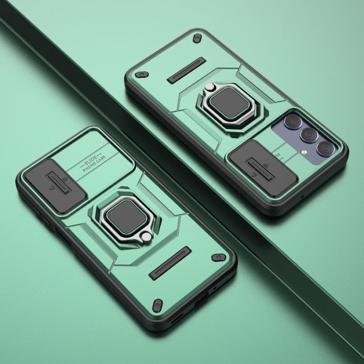 For Samsung Galaxy M35 Sliding Camshield TPU + PC Shockproof Phone Case with Holder