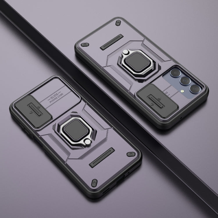 For Samsung Galaxy M35 Sliding Camshield TPU + PC Shockproof Phone Case with Holder