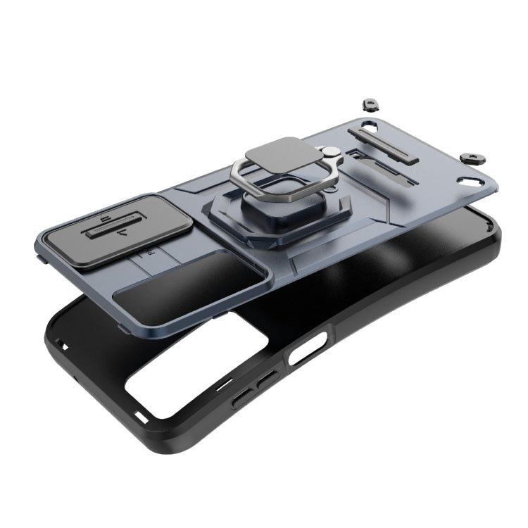 For Samsung Galaxy M35 Sliding Camshield TPU + PC Shockproof Phone Case with Holder