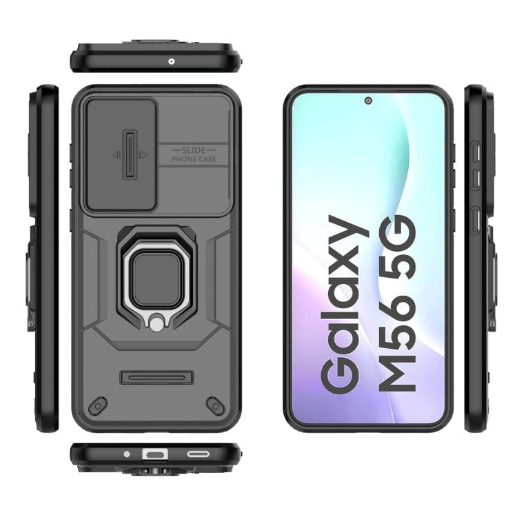 For Samsung Galaxy M56 5G Sliding Camshield TPU + PC Shockproof Phone Case with Holder