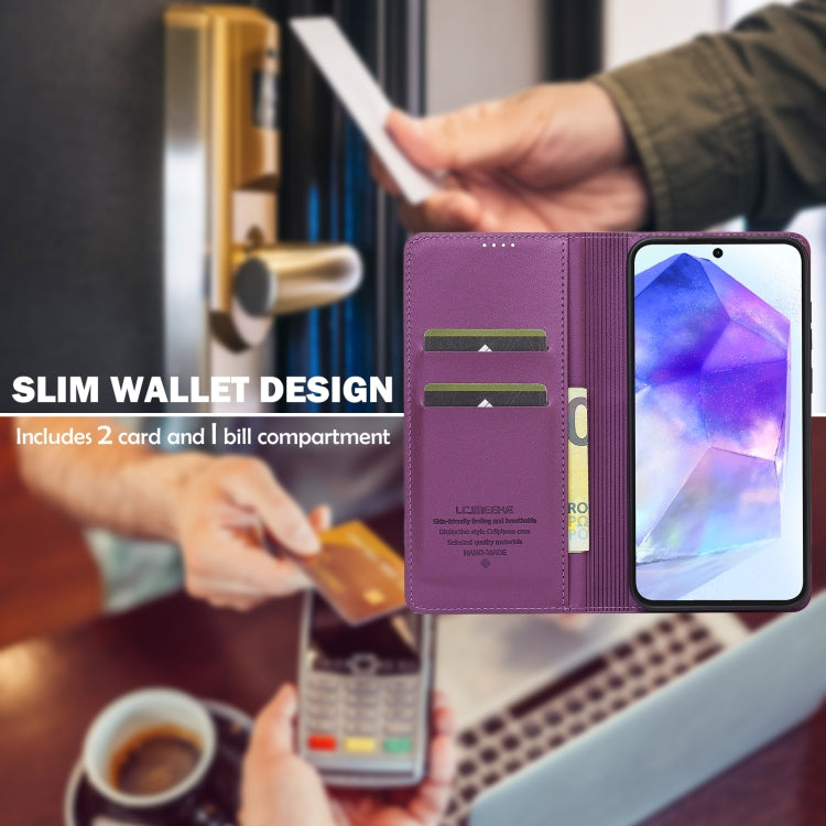 For Samsung Galaxy A55 5G LC.IMEEKE L1 Series Frosted Fine Texture PU Phone Case