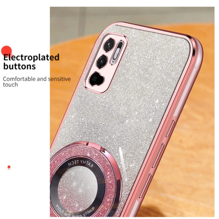 For Xiaomi Poco M3 Pro Plated Gradient Glitter Round Holder TPU Phone Case